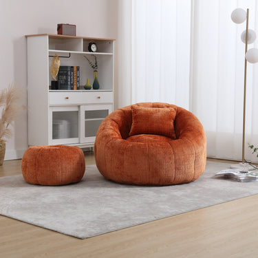 Modern Extra Large Round Bean Bag Chair with Footrest